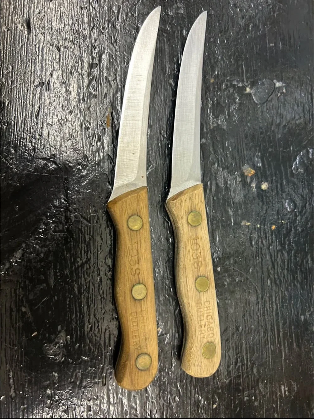Wood Handle Kitchen Steak 🥩 Knife Set with Wooden Block - Natural Brown